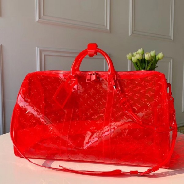 ❤Louis Vuitton 2019 PVC Keepall Bandouliere Bag,50cm - 루이비통 2019 PVC 키폴 반둘리에 남여공용 여행가방,M53271,LOUB1344 ,50 cm,레드