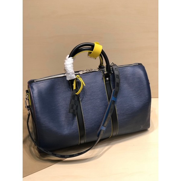 ❤Louis Vuitton Keepall Bandouliere Bag,45cm - 루이비통 키폴 반둘리에 남성용 여행가방,M51462,LOUB1423,45cm,블루