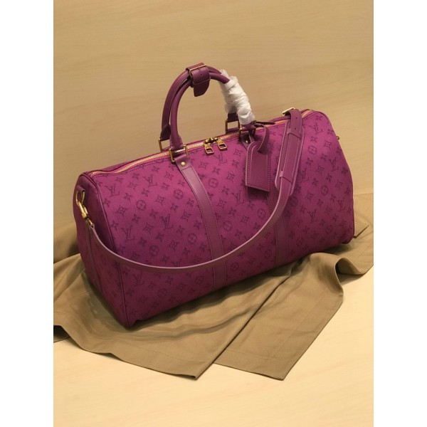 ❤Louis Vuitton 2019 Denim Monogram Bag,50cm - 루이비통 2019 데님 모노그램 남여공용 여행가방,M44645,LOUB1438 ,50 cm,퍼플