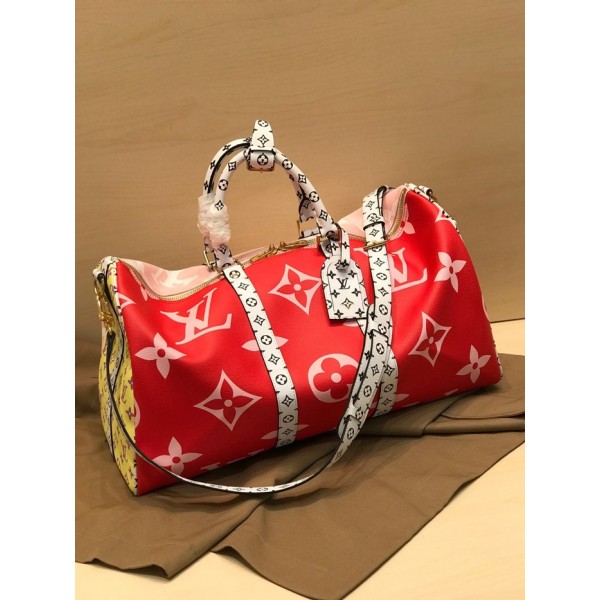❤Louis Vuitton 2019 Monogram Keepall Bandouliere Bag,50cm - 루이비통 2019 모노그램 키폴 반둘리에 남여공용 여행가방,M44590,LOUB1443 ,50 cm,레드