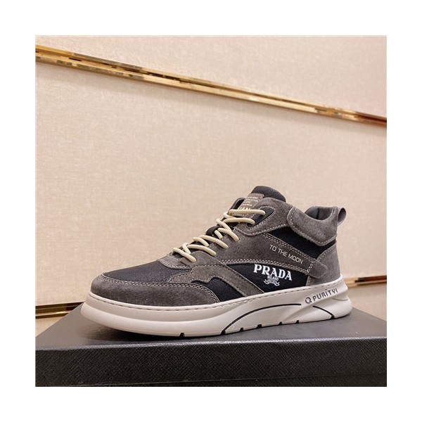 ❤Prada 2021 Men's Leather Running Shoes - 프라다 2021 남성용 레더 런닝슈즈,Size(240-270),PRAS0676,그레이