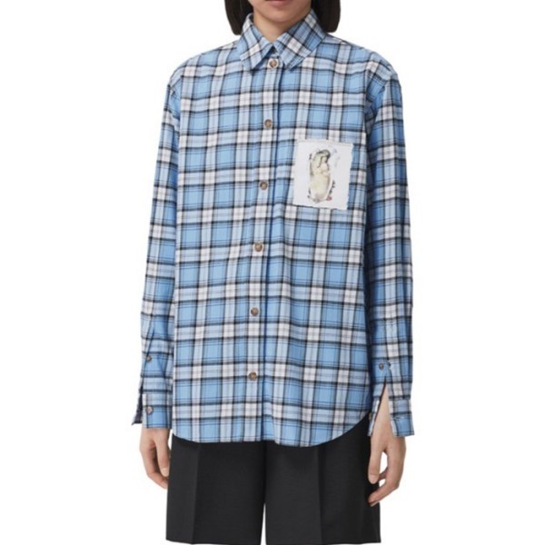 ❤버버리 남/녀 클래식 블루 셔츠 - Unisex Blue Tshirts - bur04459x