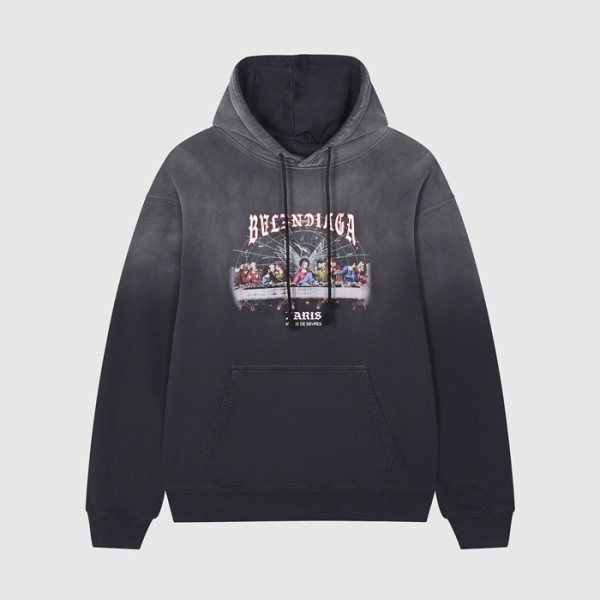 ❤발렌시아가 남/여 캐쥬얼 블랙 후드티 - Unisex Black Hoodie - bal01686x