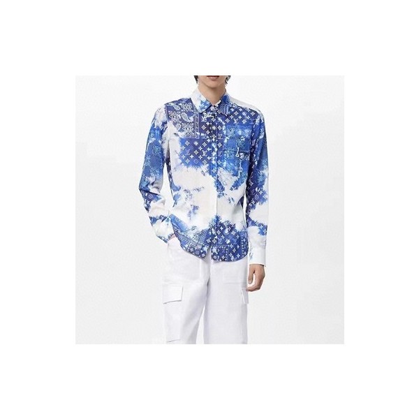 ❤루이비통 남성 이니셜 블루 셔츠 - Louis vuitton Mens Blue Tshirts - lou05262x