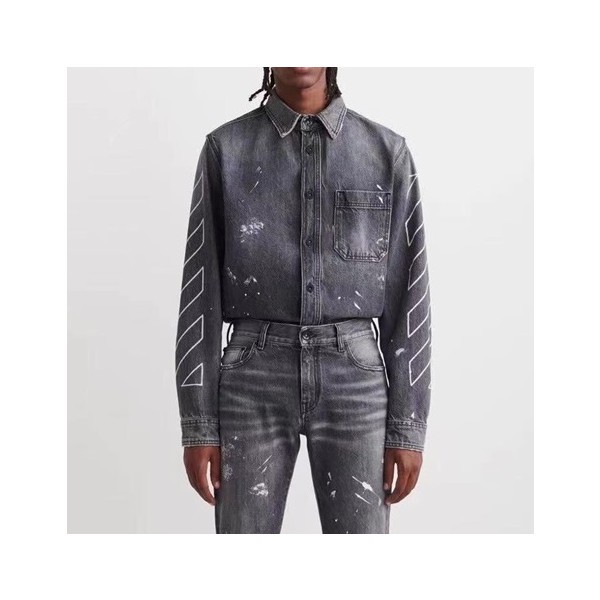 ❤오프화이트 남성 시그니처 그레이 셔츠 - Off-white Mens Gray Shirts - off0851x