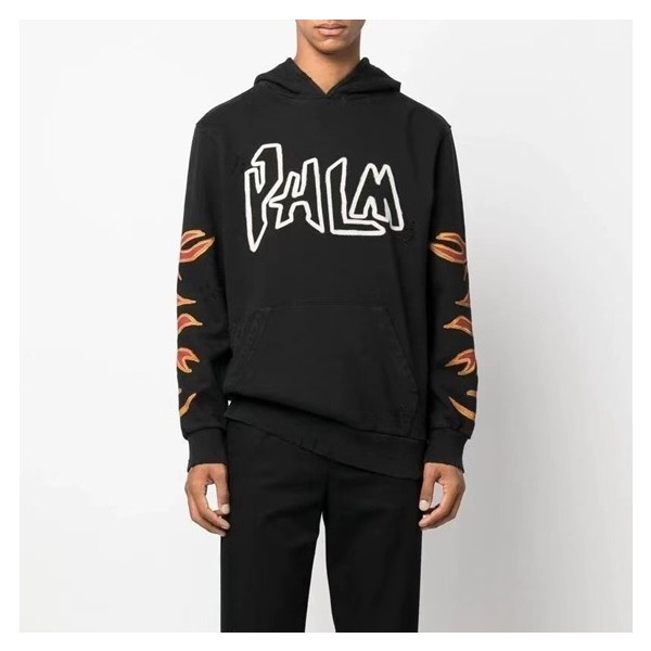 ❤팜 엔젤스 남성 블랙 후드티 - Palm Angels Mens Black Hoodie - pam0385x