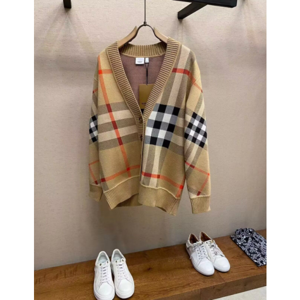 ❤버버리 남성 체크 브이넥 베이지 가디건 - Burberry Mens Gray Cardigan - bur04613x