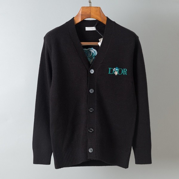❤디올 남성 블랙 브이넥 가디건 - Dior Mens Black Cardigan - di15x