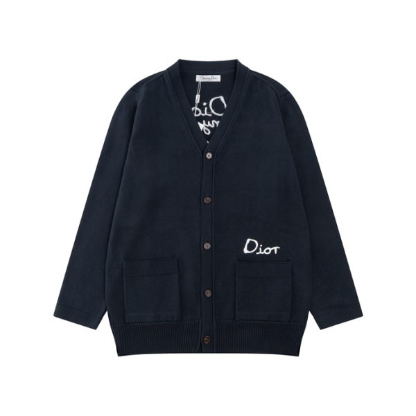 ❤디올 남/녀 네이비 크루넥 가디건 - Dior Unisex Navy Cardigan - di53x