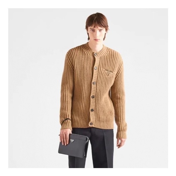 ❤프라다 남성 카멜 브이넥 가디건 - Prada Mens Camel Cardigan - pr31x