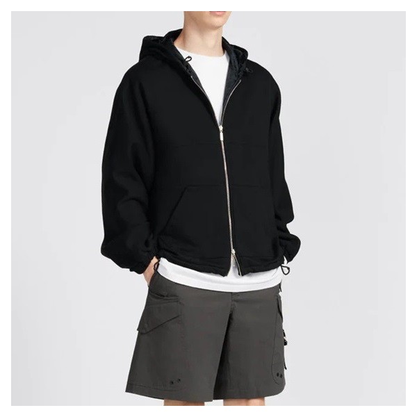 ❤디올 남자 블랙 집업 양면 후드티 - Dior Mens Black Hoodie - di136x
