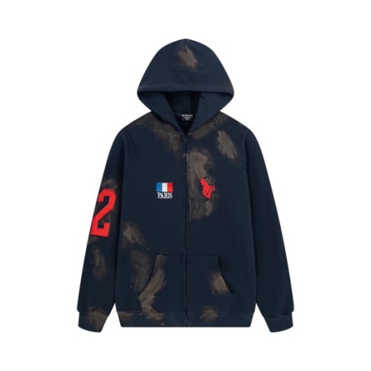 ❤발렌시아가 남/녀 네이비 집업 후드티 - Balenciaga Unisex Navy Hoodie - ba80x