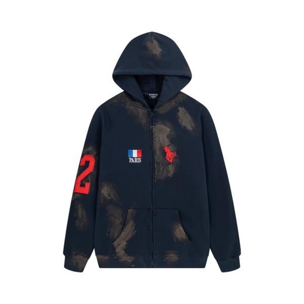 ❤발렌시아가 남/녀 네이비 집업 후드티 - Balenciaga Unisex Navy Hoodie - ba80x