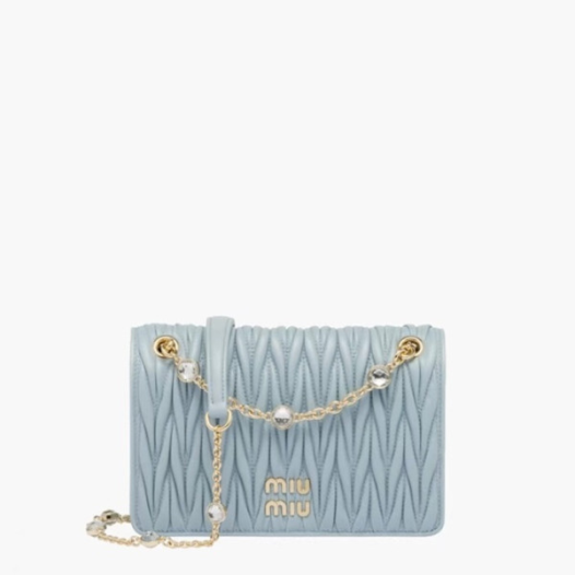 ★미우미우 여성 블루 마트라세 크로스백 - MiuMiu Womens Blue Matelasse Bag