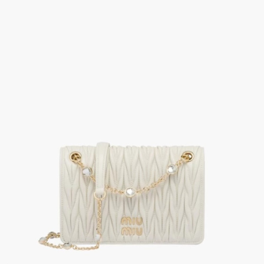 ★미우미우 여성 화이트 마트라세 크로스백 - MiuMiu Womens White Matelasse Bag