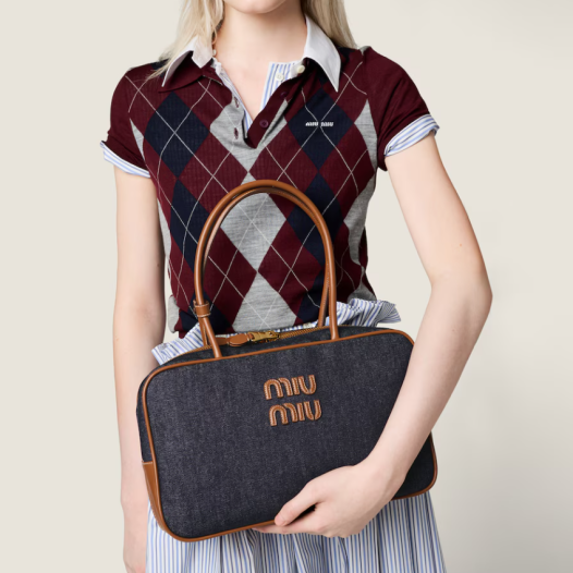 미우미우 여성 보 데님 백 라지 - Miumiu Womens Beau Bag