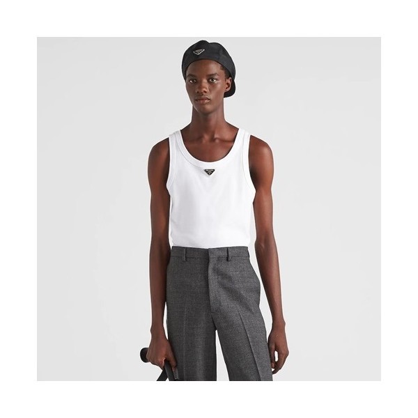 ❤프라다 남성 화이트 나시 - Prada Mens Beige Shortless Tshirts - pr381x