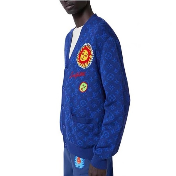 ❤루이비통 남성 블루 브이넥 가디건 - Louis vuitton Blue Cardigan - lv775x
