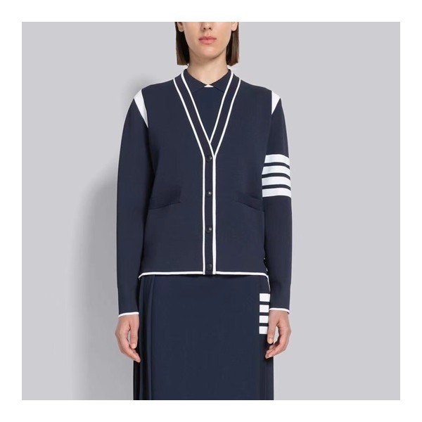 ❤톰브라운 여성 브이넥 네이비 가디건 - Thom Browne Womens Navy Cardigan - th52x