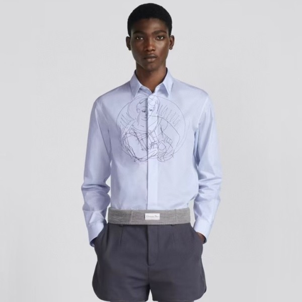 ❤디올 남성 블루 셔츠 - Dior Mens Blue Tshirts - di458x