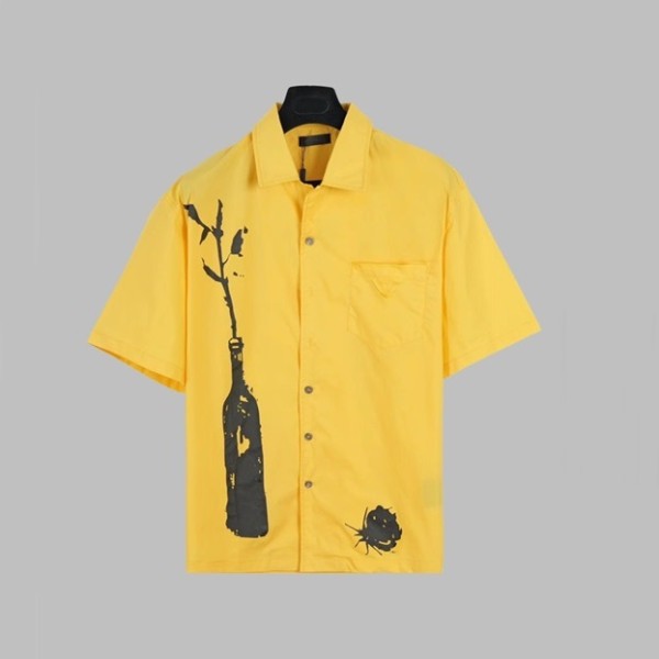❤프라다 남성 모던 옐로우 반팔 셔츠 - Prada Mens Yellow Short sleeved Shirts - pr507x