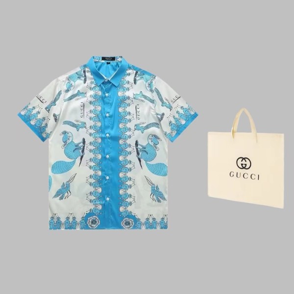 ❤구찌 남성 트렌디 블루 반팔 셔츠 - Gucci Mens Blue Short sleeved Tshirts - gu741x