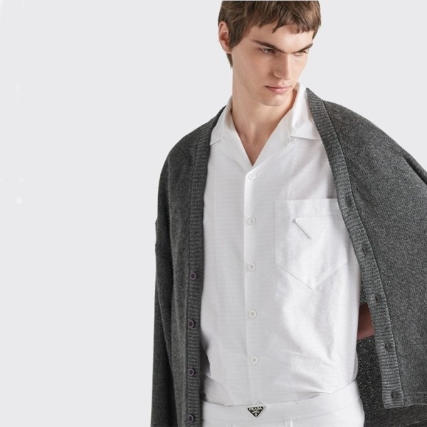 ❤프라다 남성 모던 화이트 반팔 셔츠 - Prada Mens White Short sleeved Shirts - pr580x