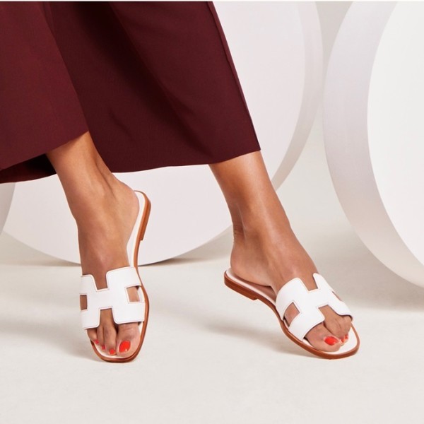 ❤에르메스 여성 화이트 오란 - Hermes Womens White Slipper - he227x