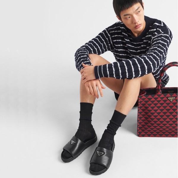 ❤프라다 남성 로고 블랙 슬리퍼 - Prada Mens Black Slippers - pr622x