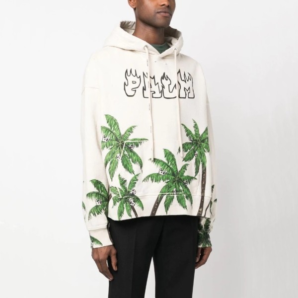 ❤팜 엔젤스 남성 아이보리 후드티 - Palm Angels Mens Ivory Hoodie - pam410x