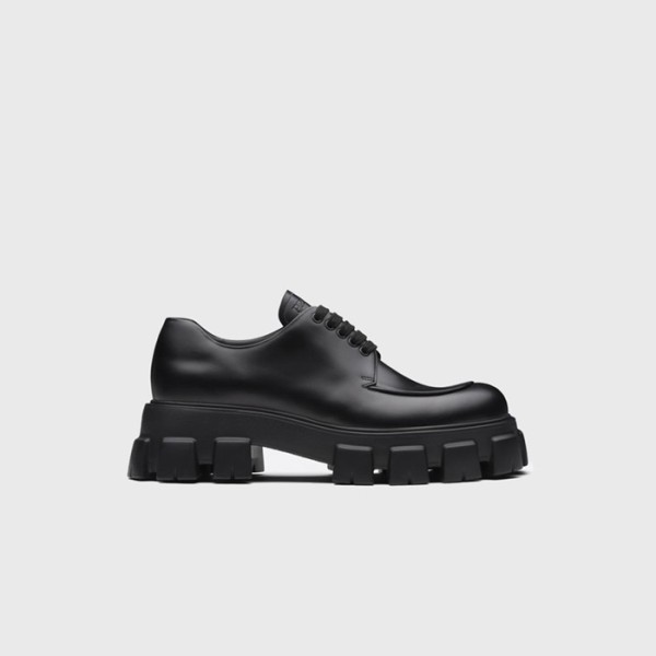 ❤프라다 남성 모놀리스 브러시드 가죽 레이스업 슈즈 【매장-170만원대】 - Prada Mens Black Shoes - pr708x