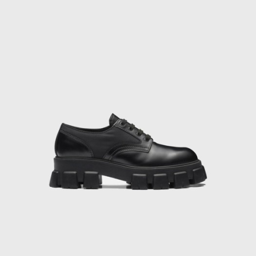 ❤프라다 남성 모놀리스 브러시드 로이스 가죽 및 나일론 레이스업 슈즈 【매장-160만원대】 - Prada Mens Black Shoes - pr709x