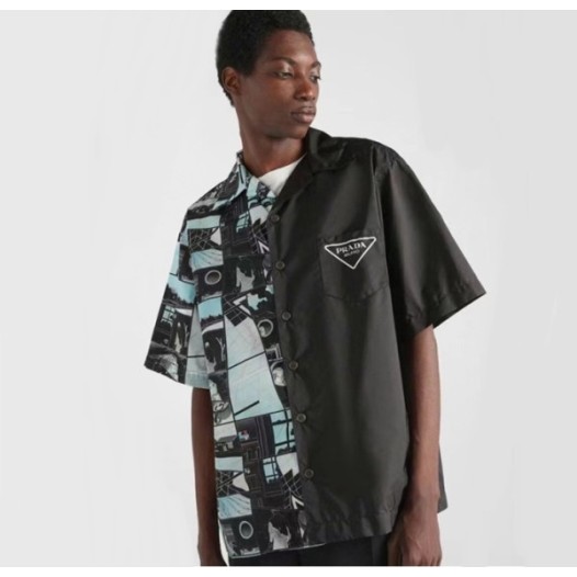 ❤프라다 남성 모던 블랙 반팔 셔츠 - Prada Mens Black Short sleeved Shirts - pr733x