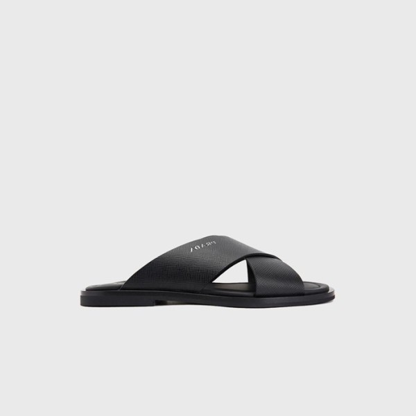 ❤프라다 남성 크로스 스트랩 슬리퍼 【매장-140만원대】 - Prada Mens Black Slippers - pr734x