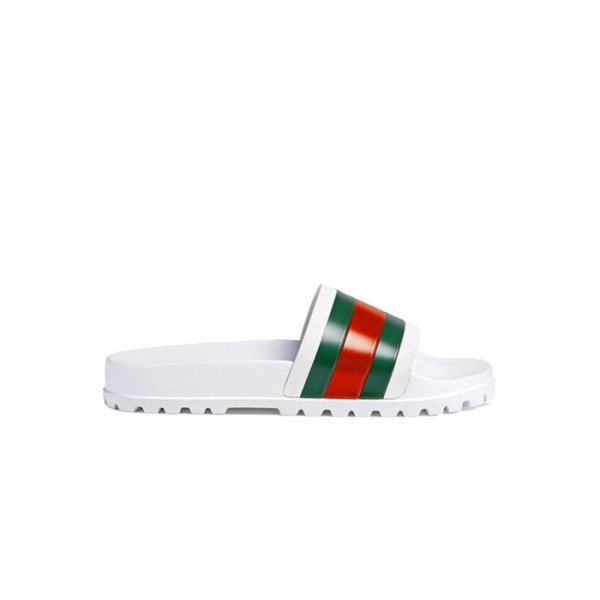 ❤구찌 남/녀 웹 화이트 슬라이드 샌들 【매장-80만원대】 - Gucci Unisex White Slippers - gu1015x
