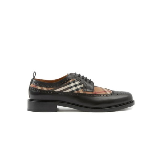❤버버리 남성 빈티지 체크 패널 레더 더비 블랙 슈즈 【매장-120만원대】 - Burberry Mens Black Oxford - bu301x