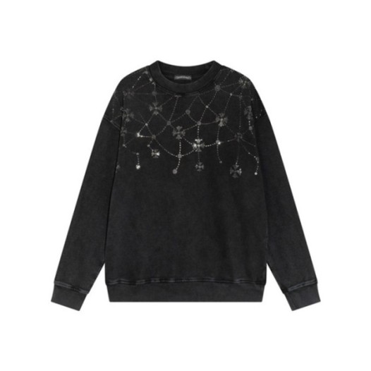 ❤크롬하츠 남성 블랙 맨투맨 - Chrome Hearts Mens Black Tshirts - ch205x