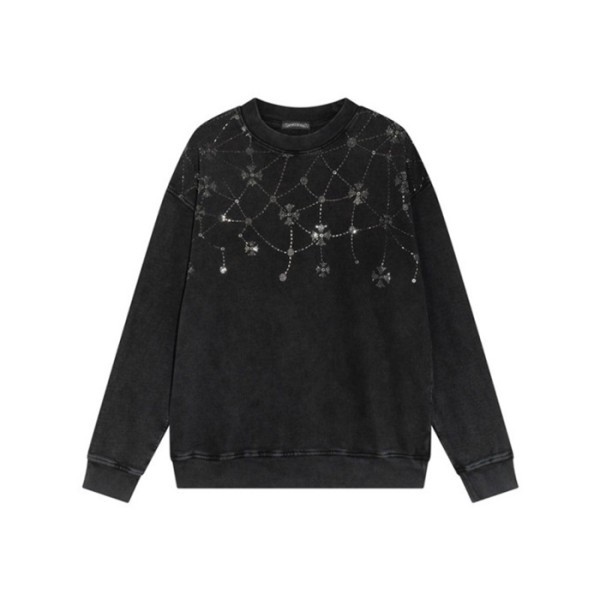 ❤크롬하츠 남성 블랙 맨투맨 - Chrome Hearts Mens Black Tshirts - ch205x