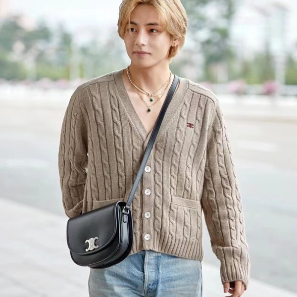 ❤셀린느 남/녀 카키 브이넥 가디건 - Celine Unisex Khaki Cardigan - ce218x