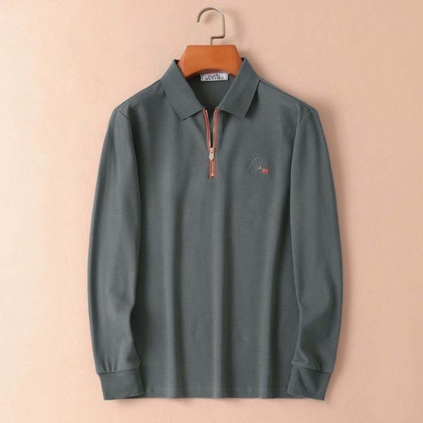 ❤에르메스 남성 그린 폴로 긴팔티 - Hermes Mens Green Tshirts - he349x