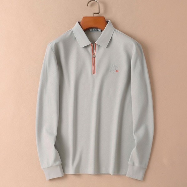 ❤에르메스 남성 그레이 폴로 긴팔티 - Hermes Mens Gray Tshirts - he350x