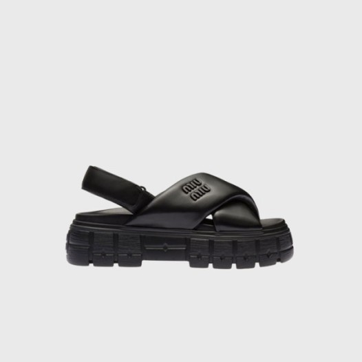 ❤미우미우 여성 스포티 나파 샌들 【매장-170만원대】 - Miumiu Womens Black Sandals - miu307x