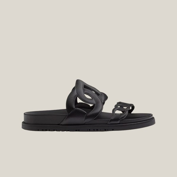 ❤에르메스 여성 엑스트라 시프레 나파 앤 느와르 샌들 【매장-200만원대】 - Hermes Womens Black Slippers - he378x