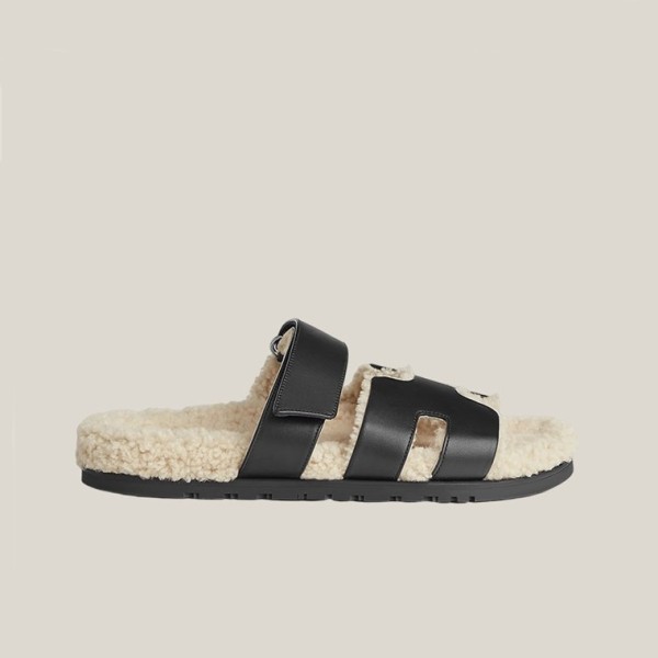 ❤에르메스 여성 시프레 울스킨 샌들 【매장-200만원대】 - Hermes Womens Black Slippers - he382x