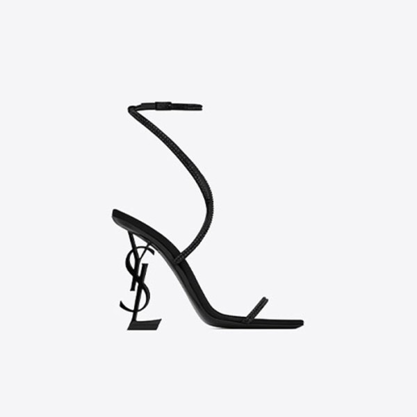 ❤크레이프 여성 새틴 라인스톤 블랙 힐 OPYUM 샌들 【매장-300만원대】 - Saint Laurent  Womens Black High-heels - ysl430x