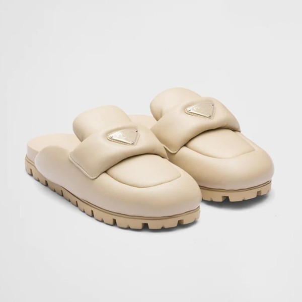 ❤프라다 여성 소프트 패딩 나파 가죽 사보 【매장-170만원대】 - Prada Womens Beige Mules - pr762x