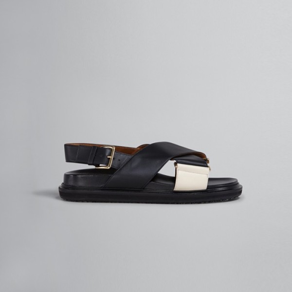 ❤마르니 여성 블랙 & 화이트 가죽 크리스크로스 샌들【매장100만원대】 - Marni Womens Black Sandals - ma19x