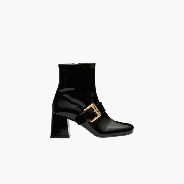 ❤미우미우 여성 페이턴트 가죽 부티힐 【매장170만원대】 - Miumiu Womens Black Boots - miu322x