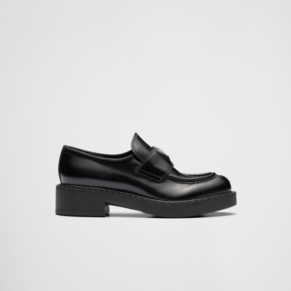 ❤프라다 여성 브러시드 레더 삼각로고 로퍼 1D246M【매장-160만원대】 - Prada Womens Black Loafer - pr765x