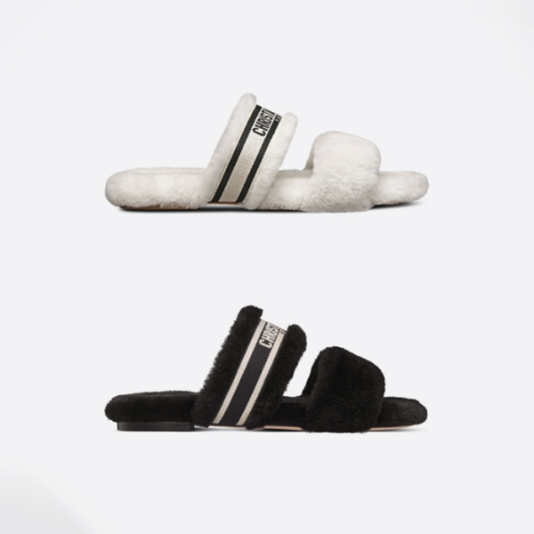 ❤디올 여성 시어링 뮬 슬리퍼 KDQ734ESK 【매장-130만원대】 - Dior Womens Black Slippers - di767x